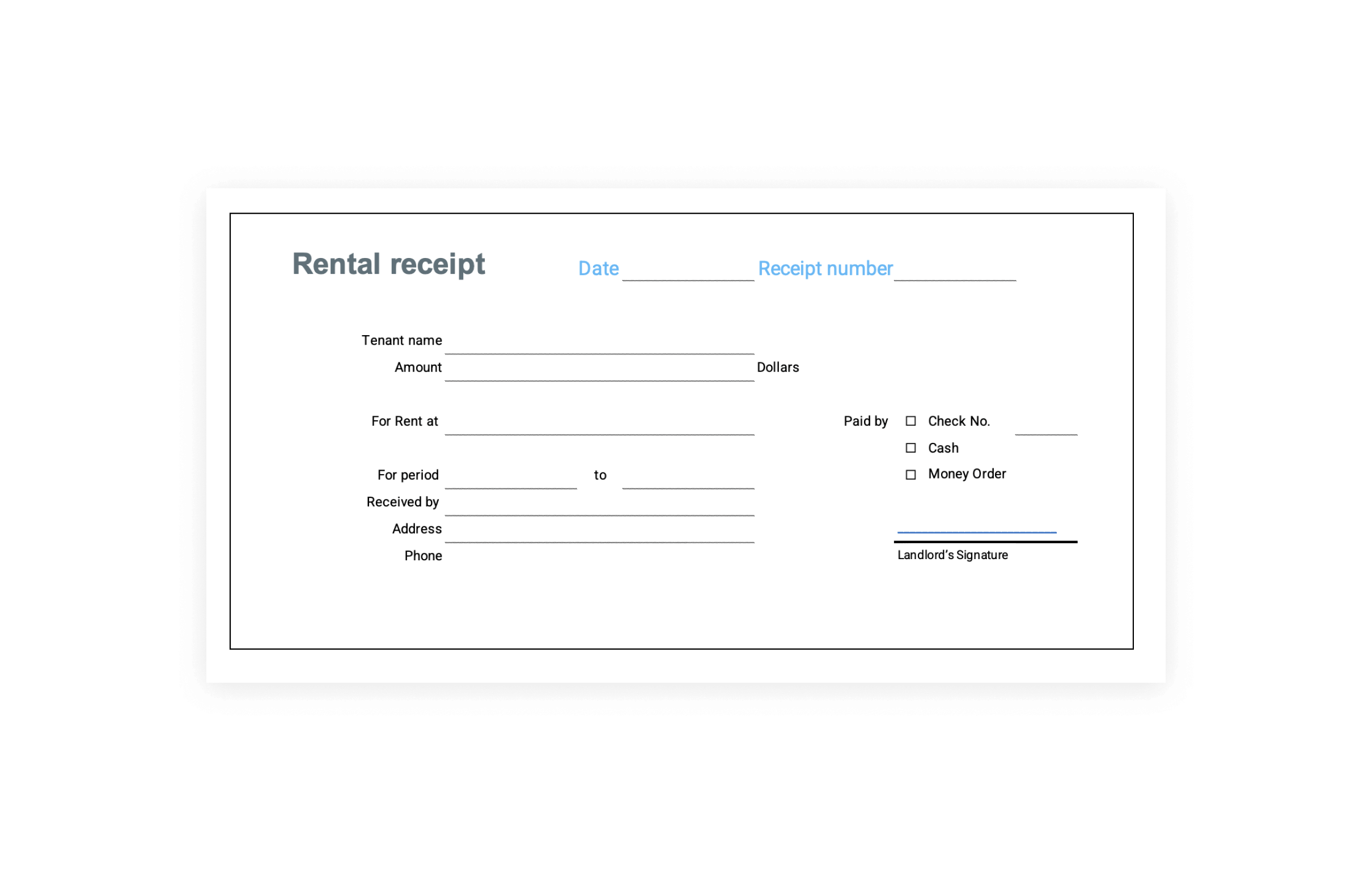 Rent Receipt Template Wise