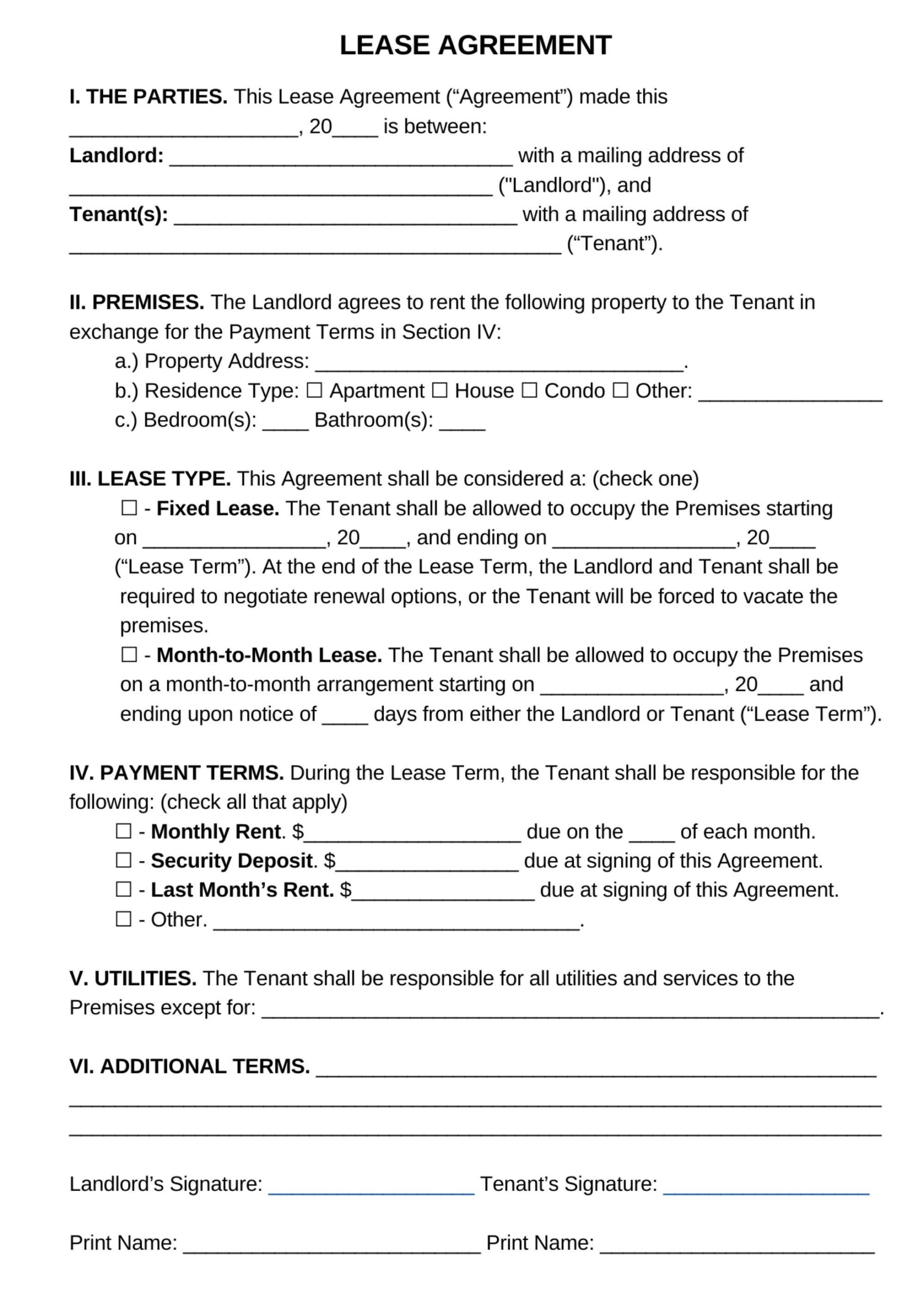 Rental Agreement Lease Contract Template Editable Landlord Forms Printable Residential Housing Agreement Digital Apartment Contract Etsy