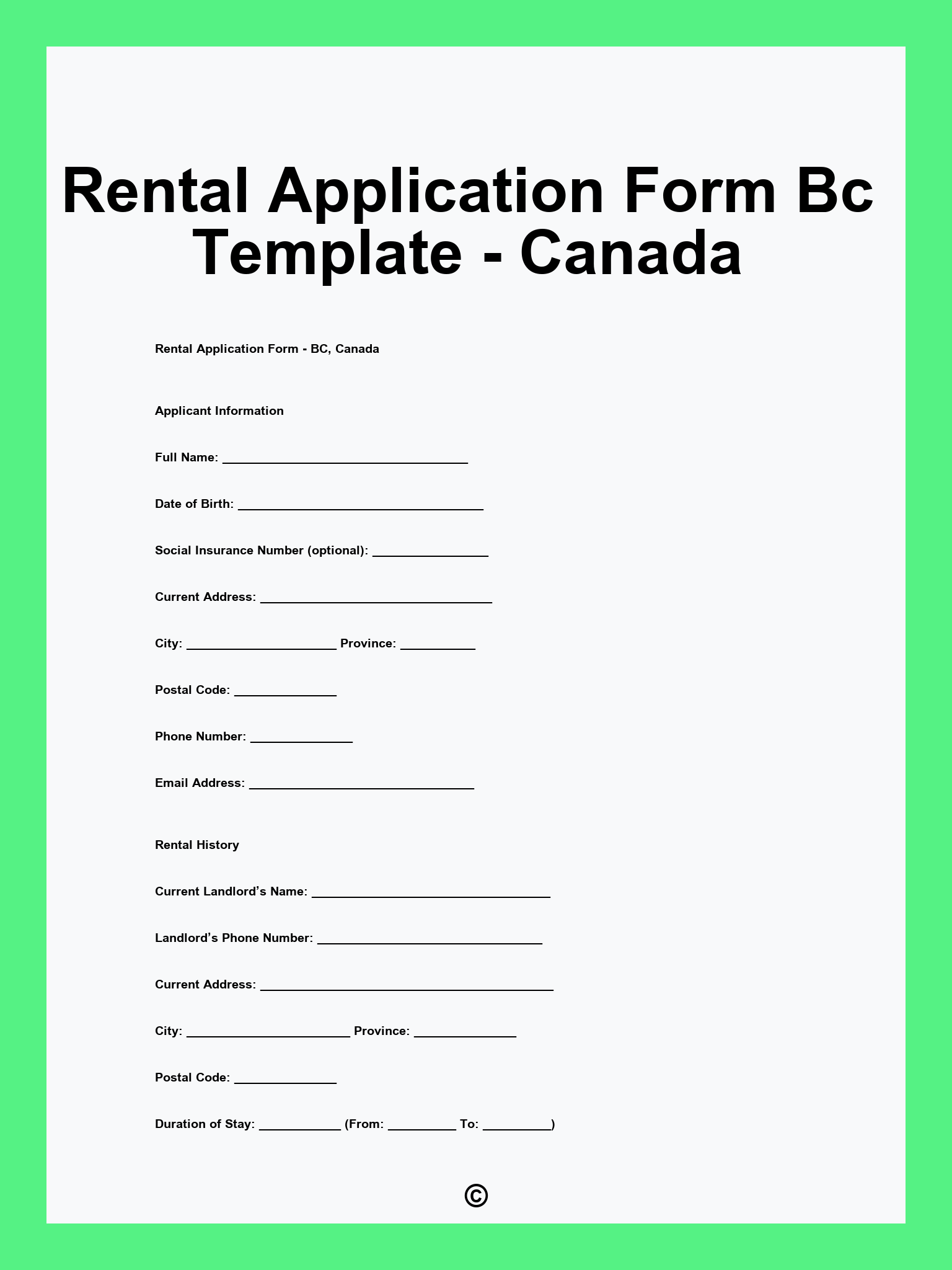 printable rental application form bc