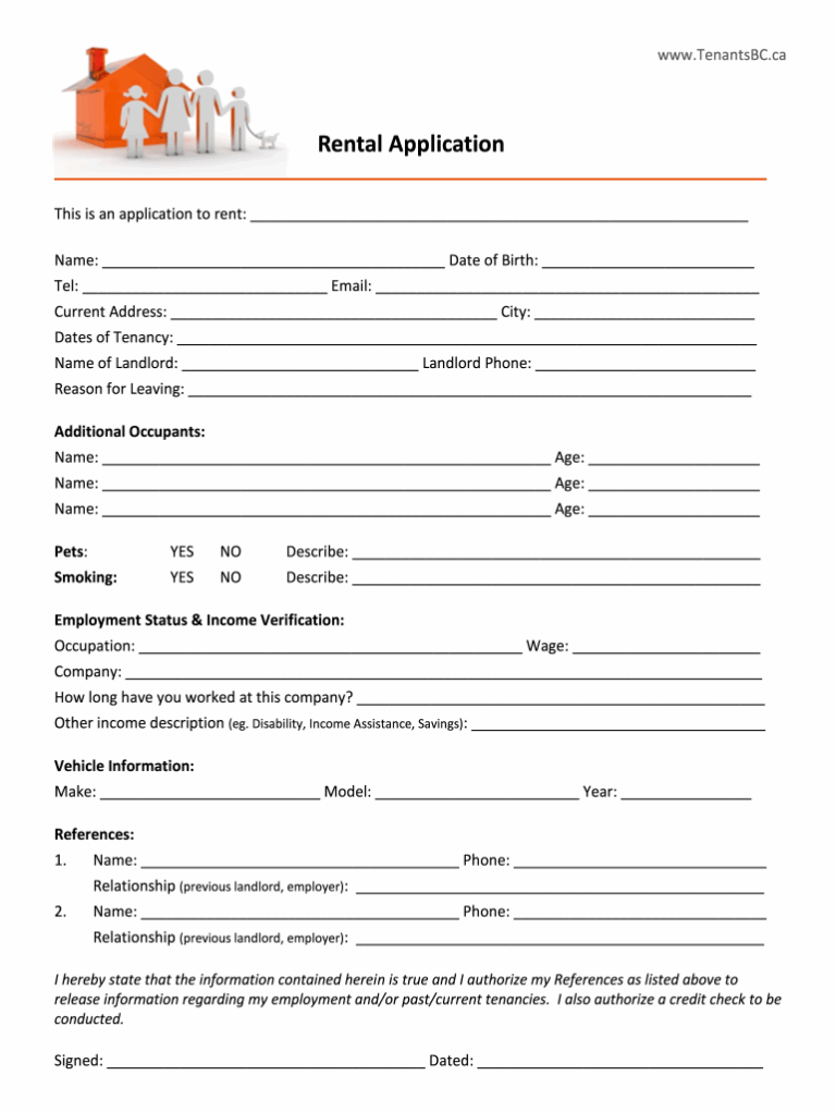 Rental Application Form Fill Out Sign Online DocHub