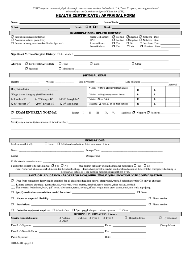 Required Nys Health Examination Form Fill Online Printable Fillable Blank PdfFiller Required Nys Health Examination Form Fill Online Printable Fillable Blank PdfFiller