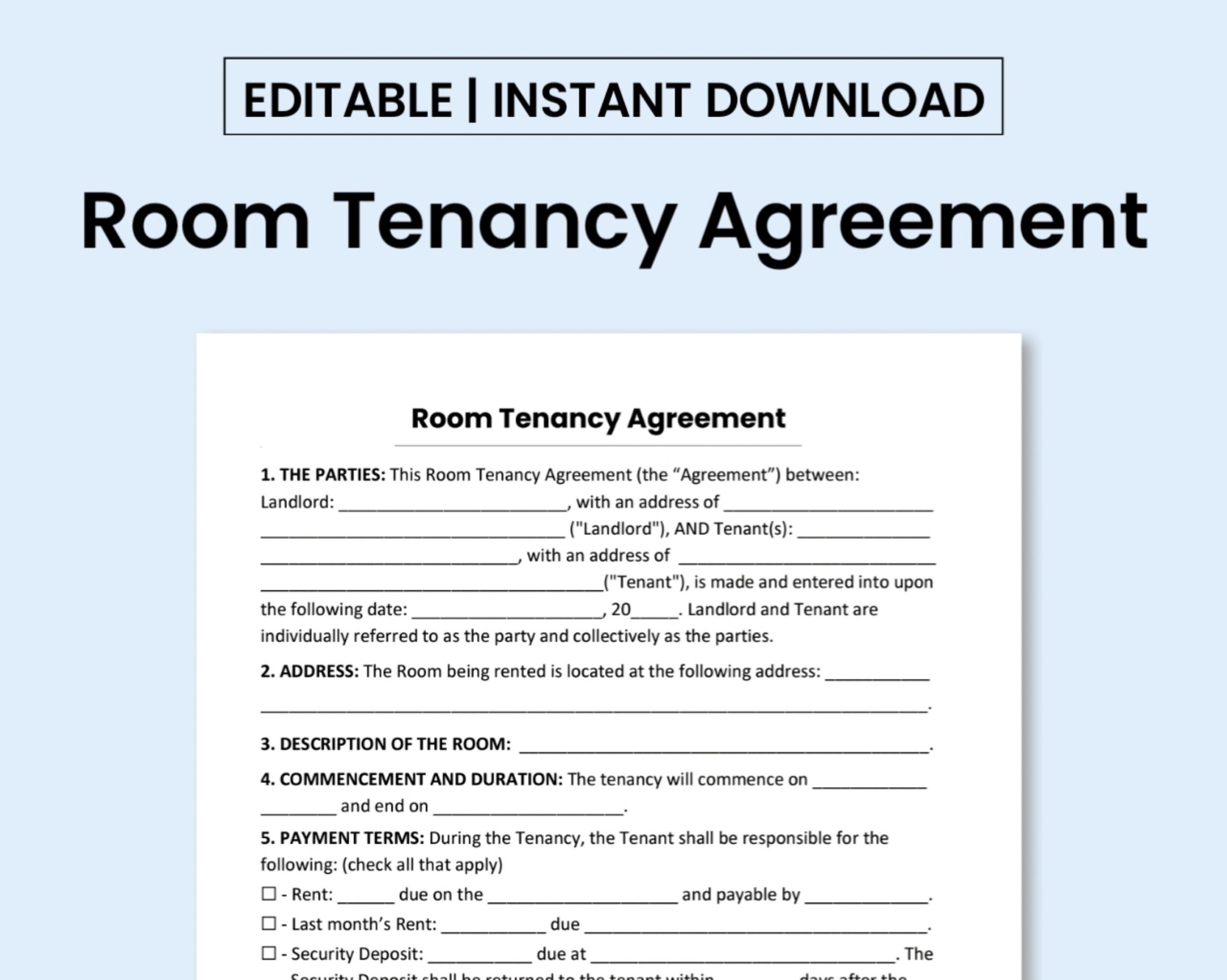 room rental agreement form
