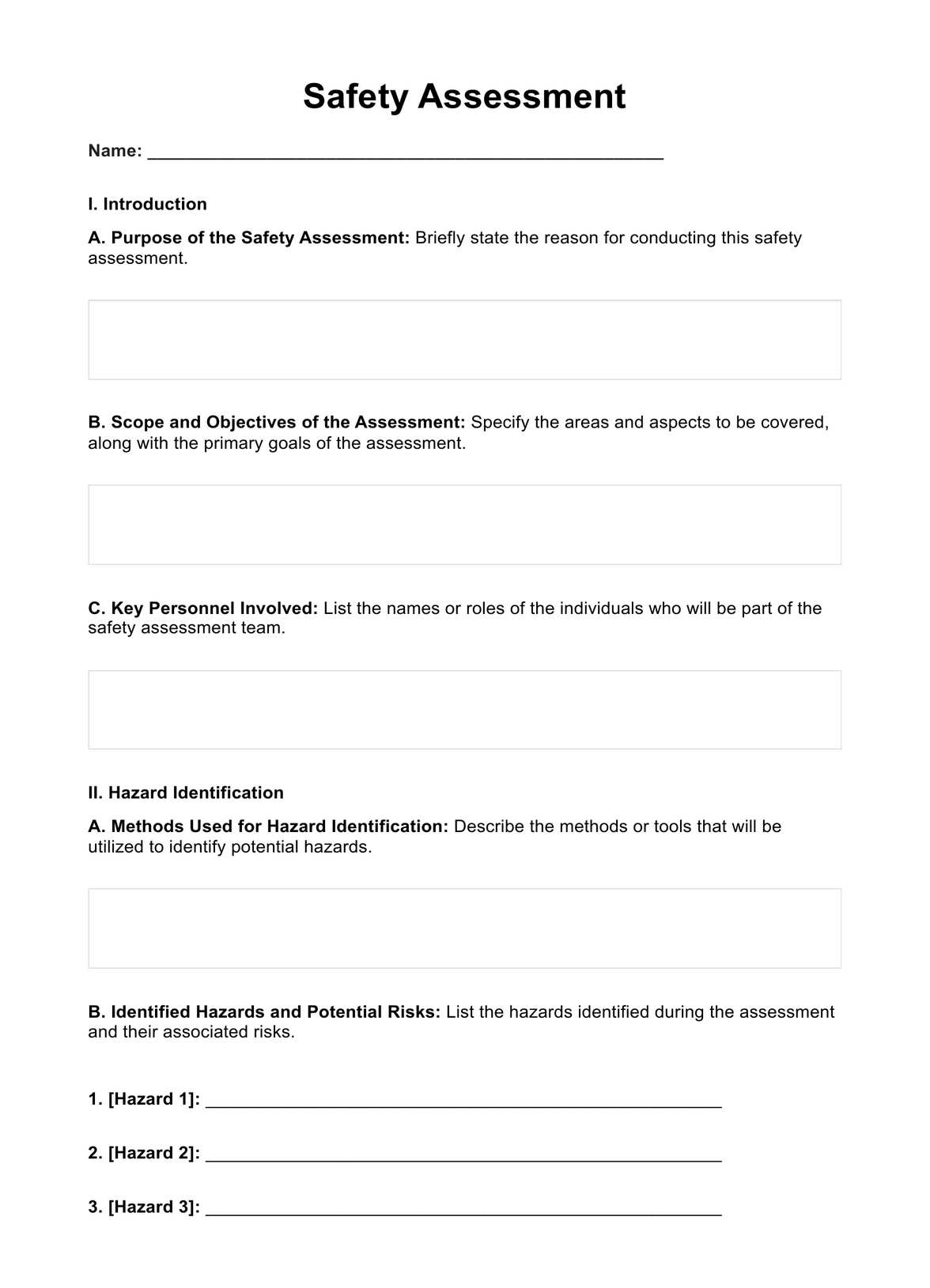 Safety Assessment Example Free PDF Download