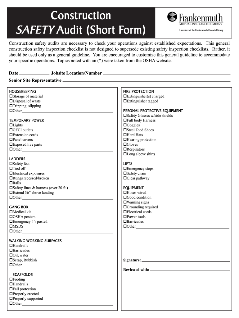 Safety Forms For Construction Fill Out Sign Online DocHub