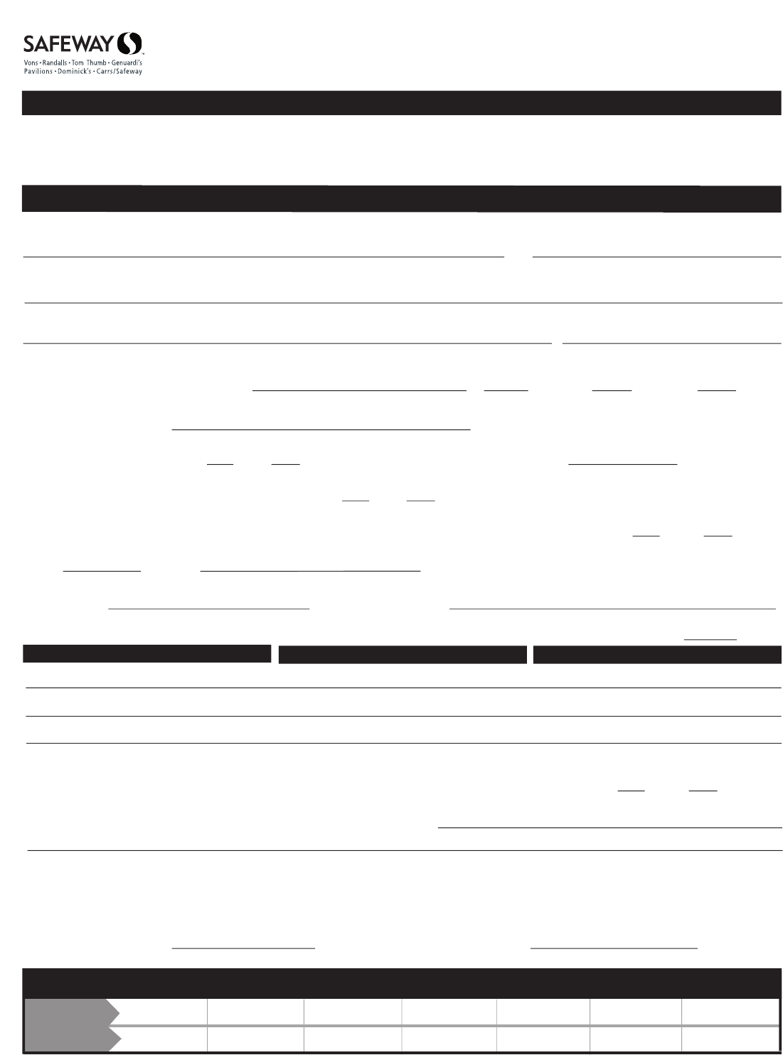 Safeway Job Application Form Safeway Job Application Form