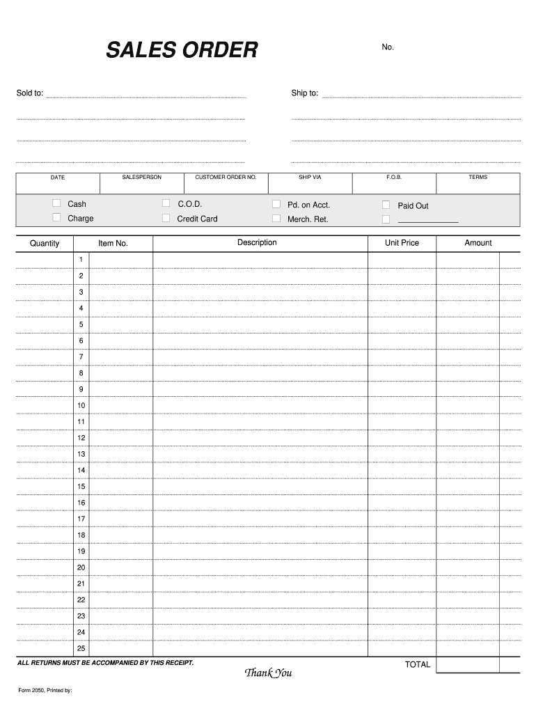 Sales Order Form Template Form Fill Online Printable Fillable Blank PdfFiller