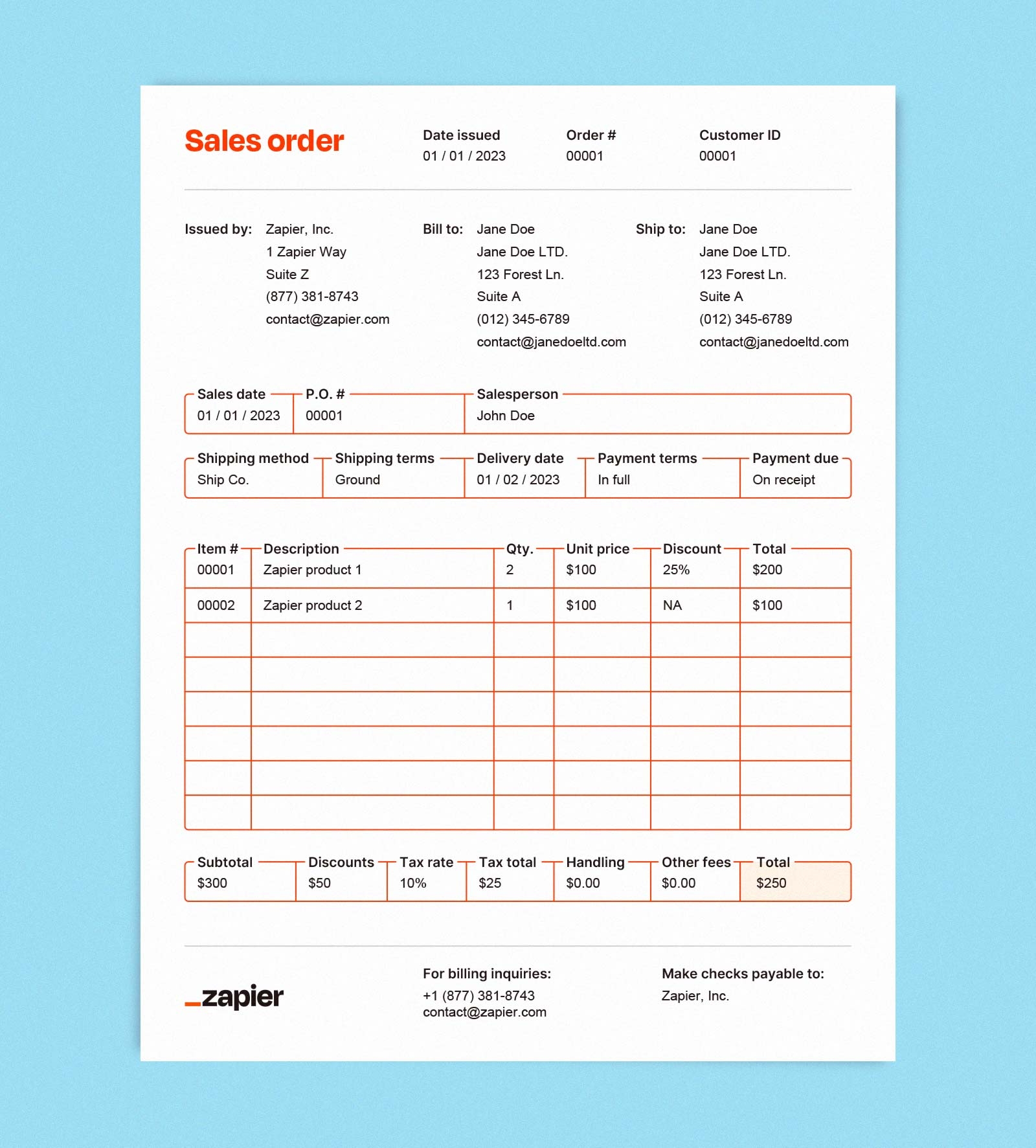 Sales Order Vs Purchase Order Free Template Zapier