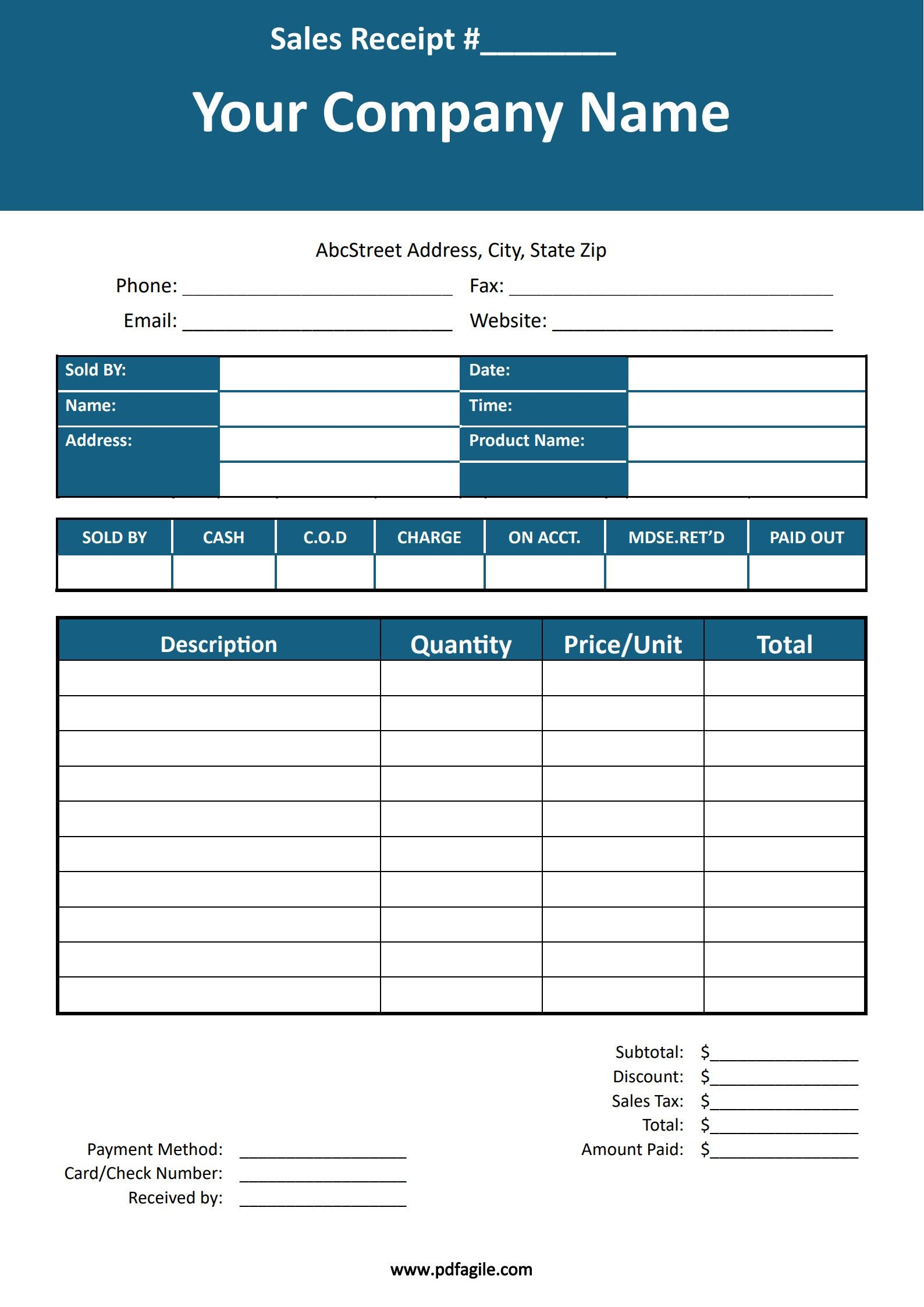 Sales Receipt Template PDF Agile