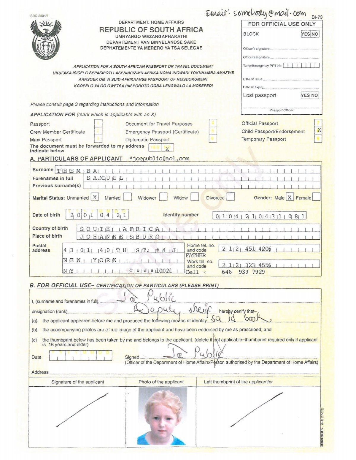 sample passport application form sample passport application form
