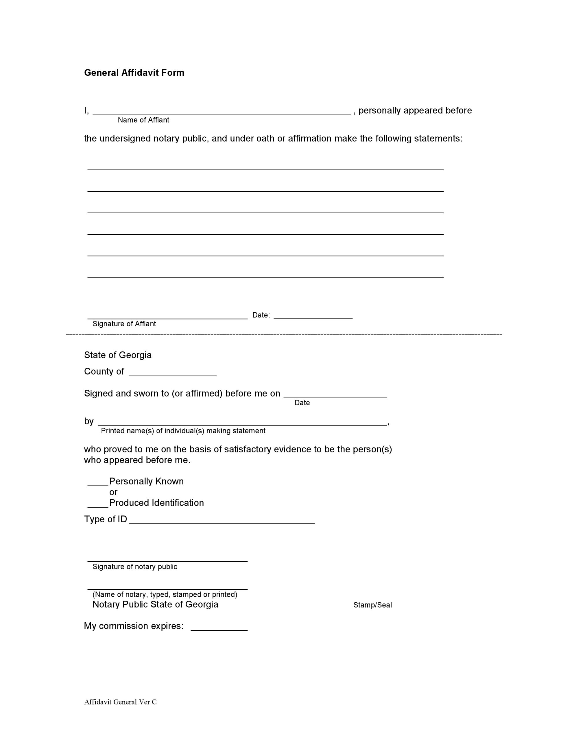 Sample Notary Affidavit Form Booyers Sample Notary Affidavit Form Booyers