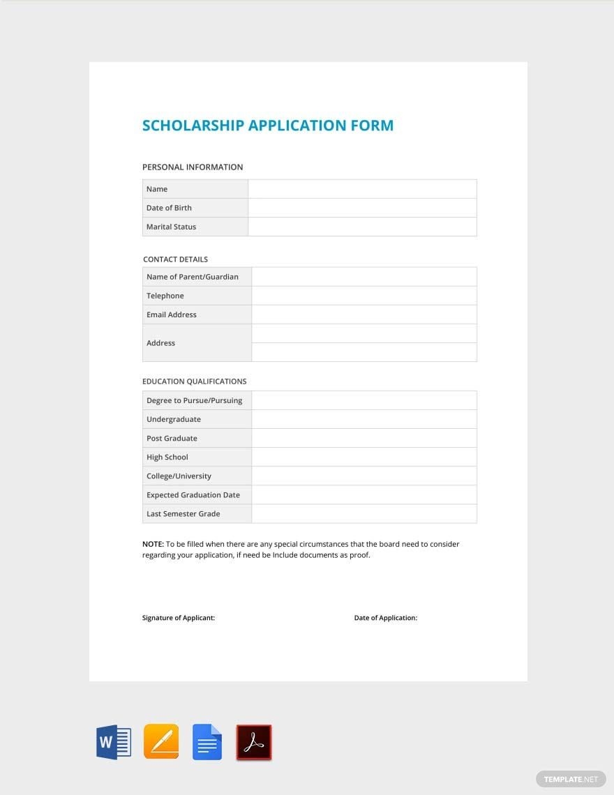 scholarship application form