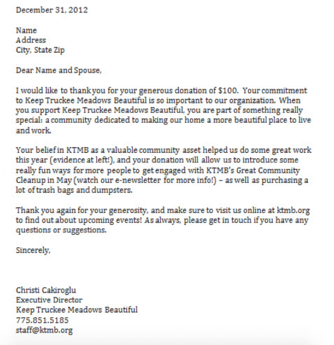 Sample Thank You Letters To A Donor