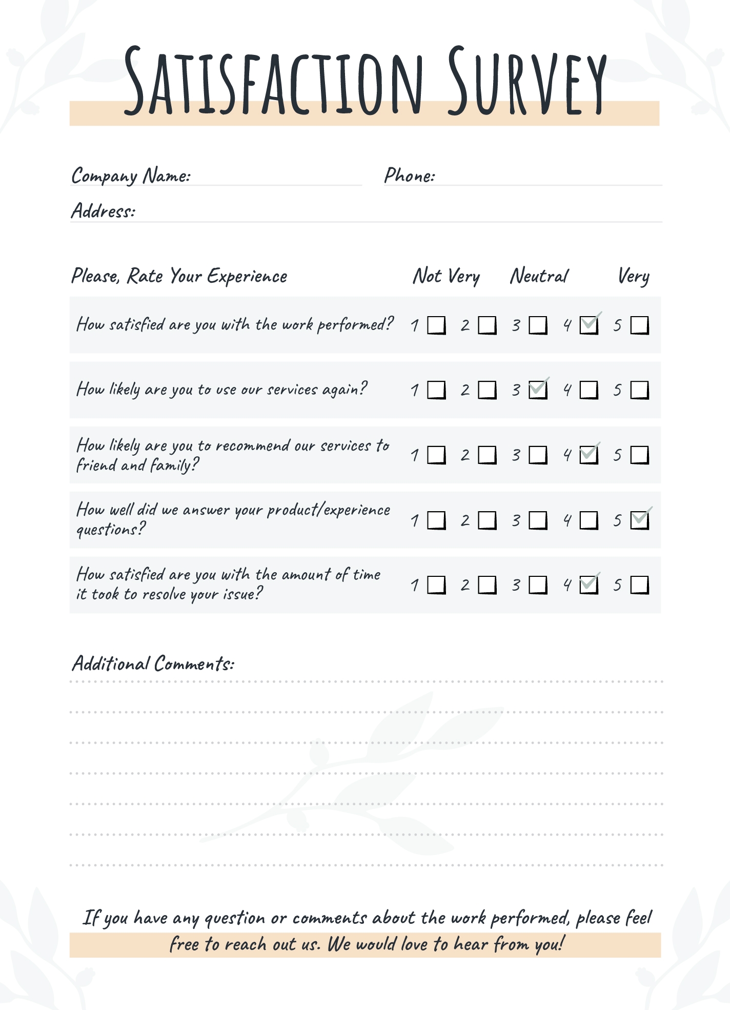 staff satisfaction survey form