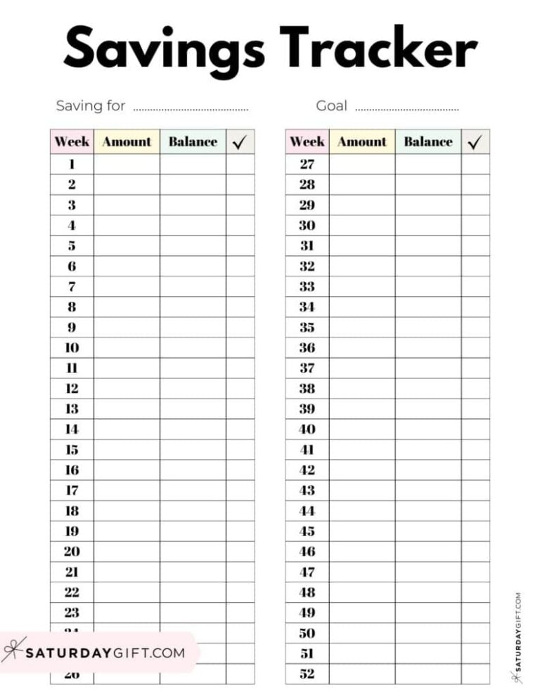 Savings Tracker Printable 51 Cute Free Templates