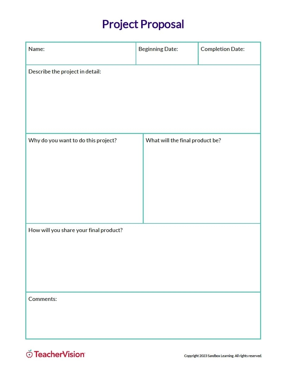 School Project Template Grades 3 12 TeacherVision