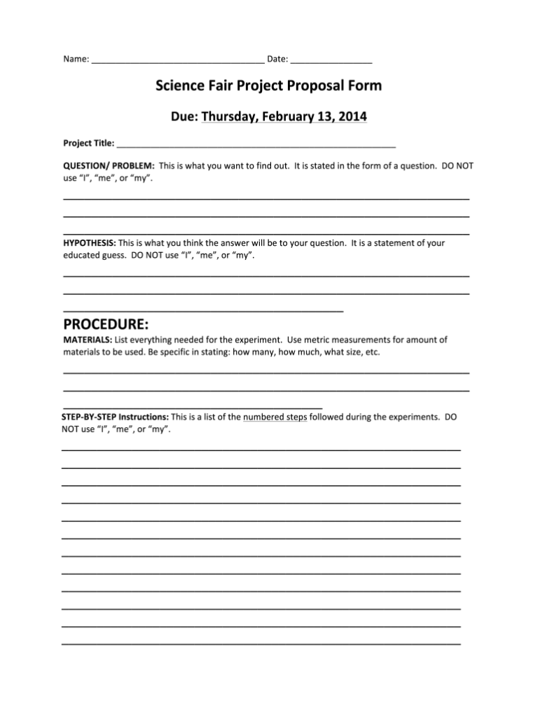 Science Fair Proposal Example Fill Out Sign Online DocHub