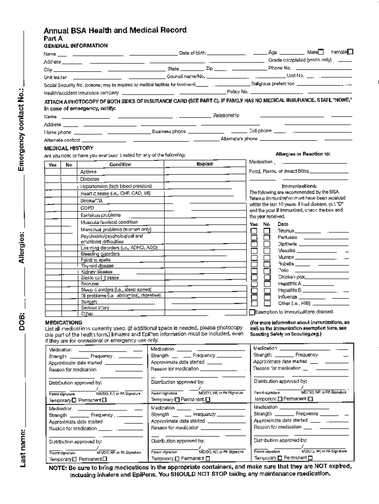 Scout Medical Examination Form Fill Out Sign Online DocHub