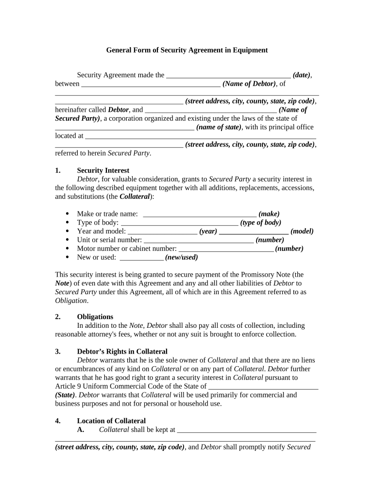 Security Agreement Pdf Fill Out Sign Online DocHub