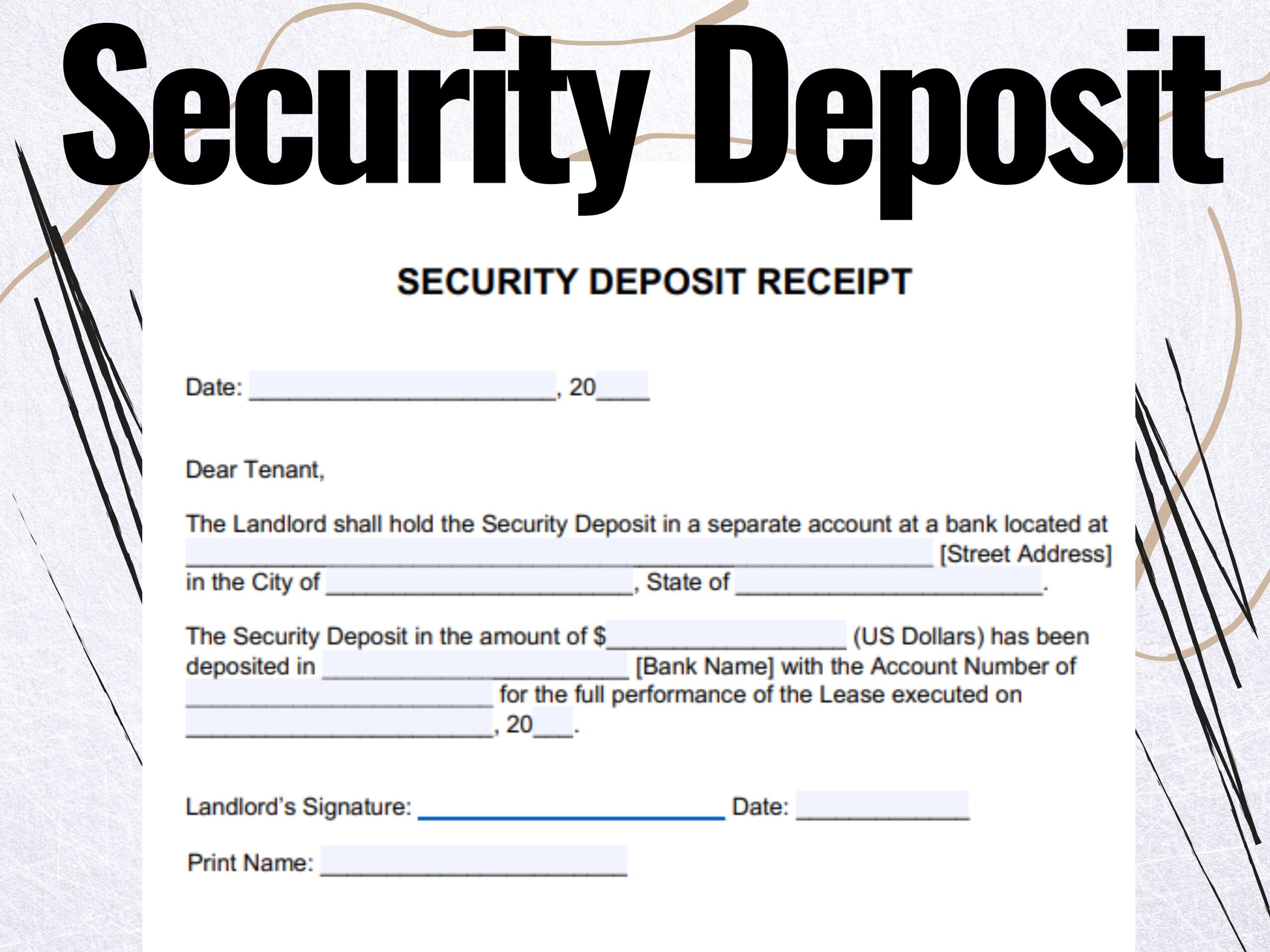 Security Deposit Security Deposit Forms Security Deposit Template Etsy