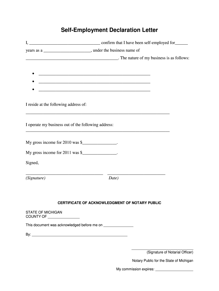 Self Employed Declaration Letter For Visa Fill Out Sign Online DocHub