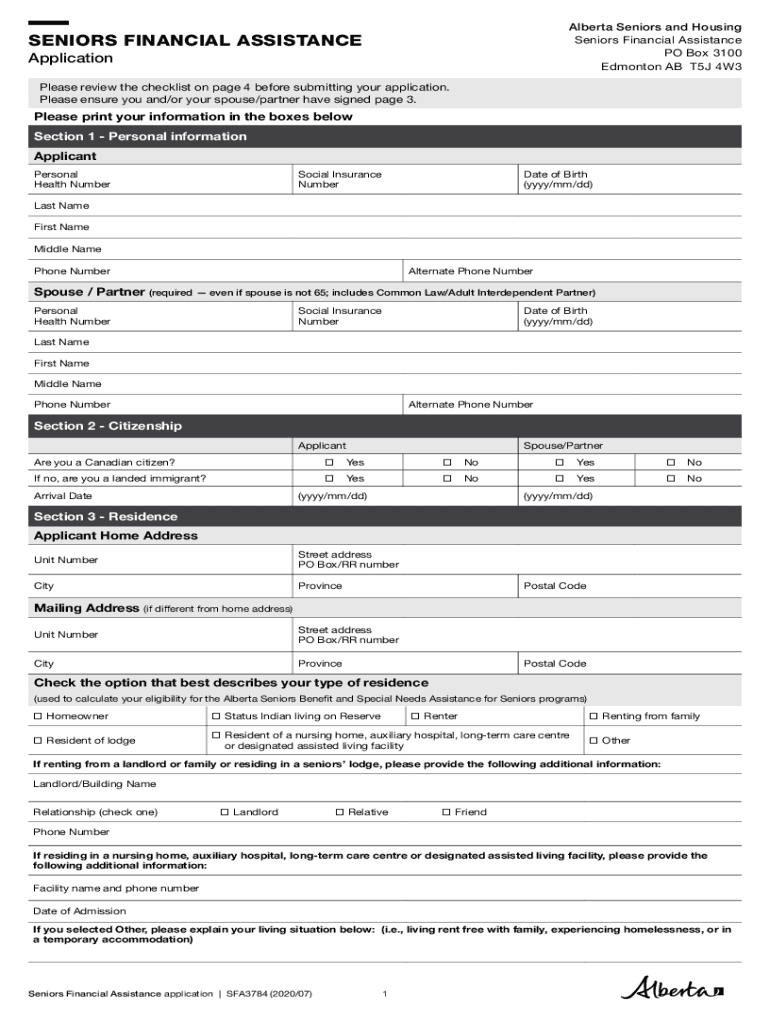 Seniors Financial Assistance Application Form Fill Out Sign Online DocHub