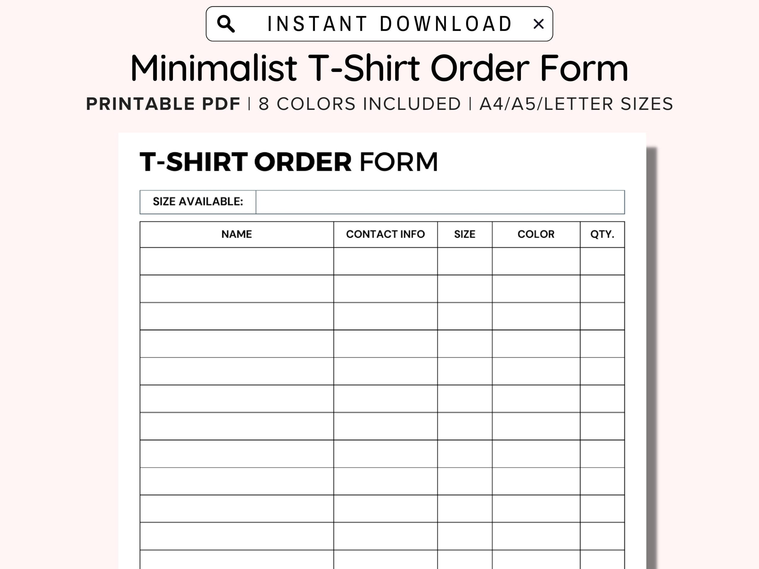 Shirt Order Form Etsy Shirt Order Form Etsy