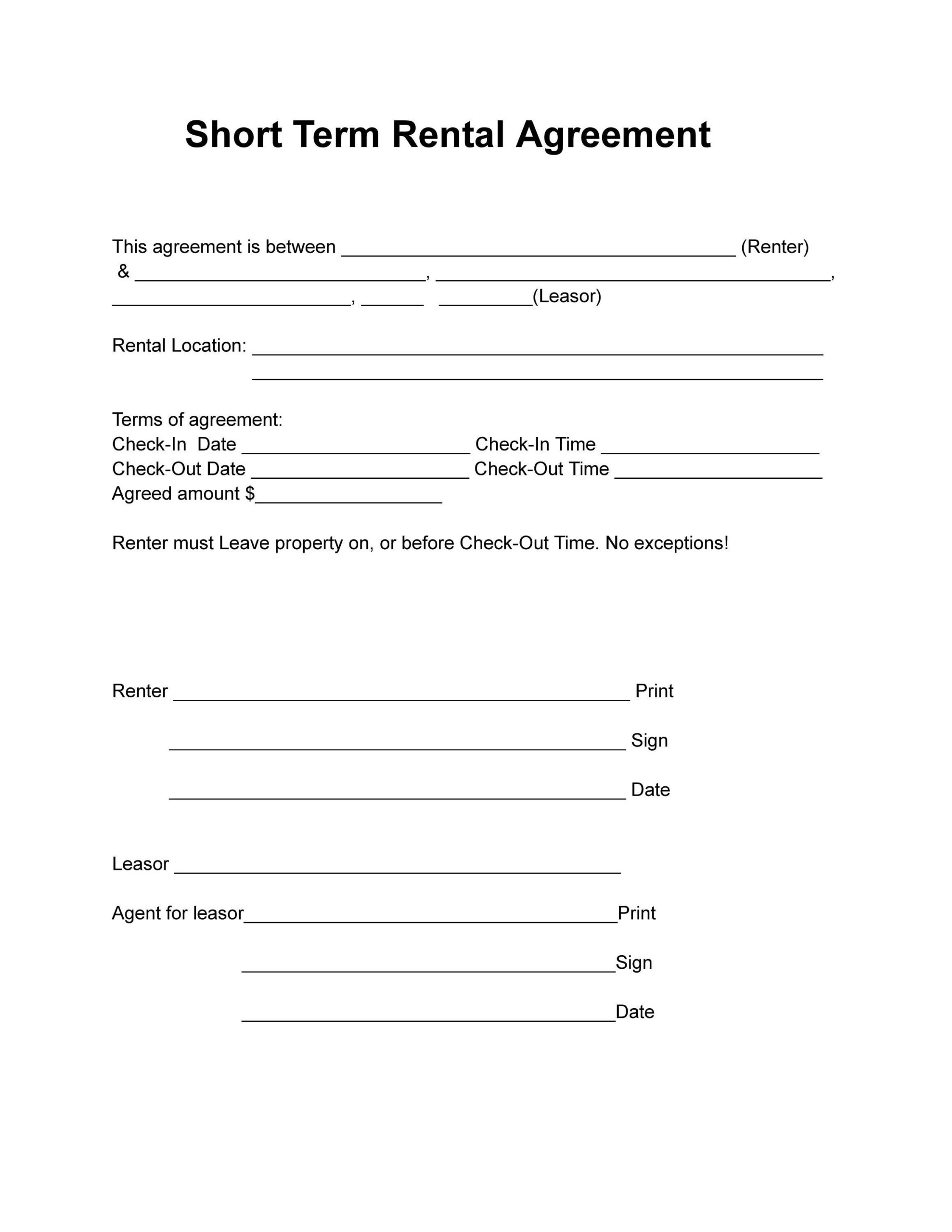 Short Term Rental Agreement Etsy Short Term Rental Agreement Etsy