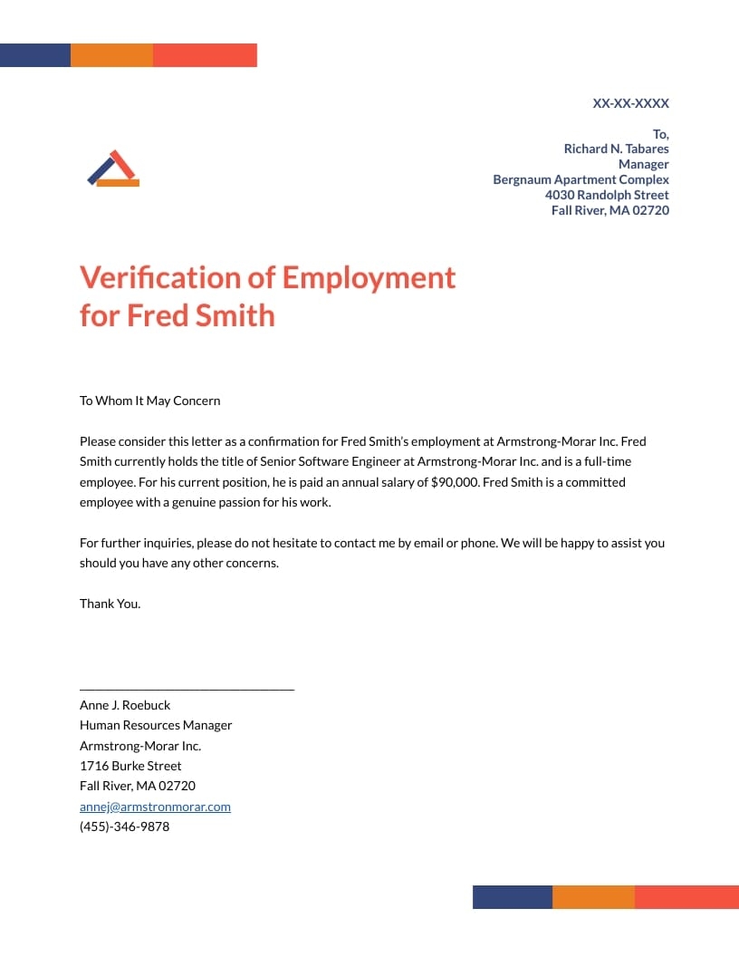 Simple Employment Verification Letter Template Visme Simple Employment Verification Letter Template Visme
