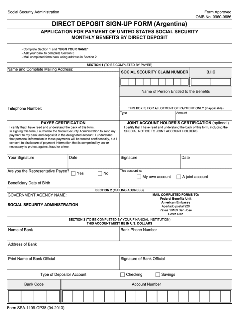 Social Security Direct Deposit Form Fill Out Sign Online DocHub