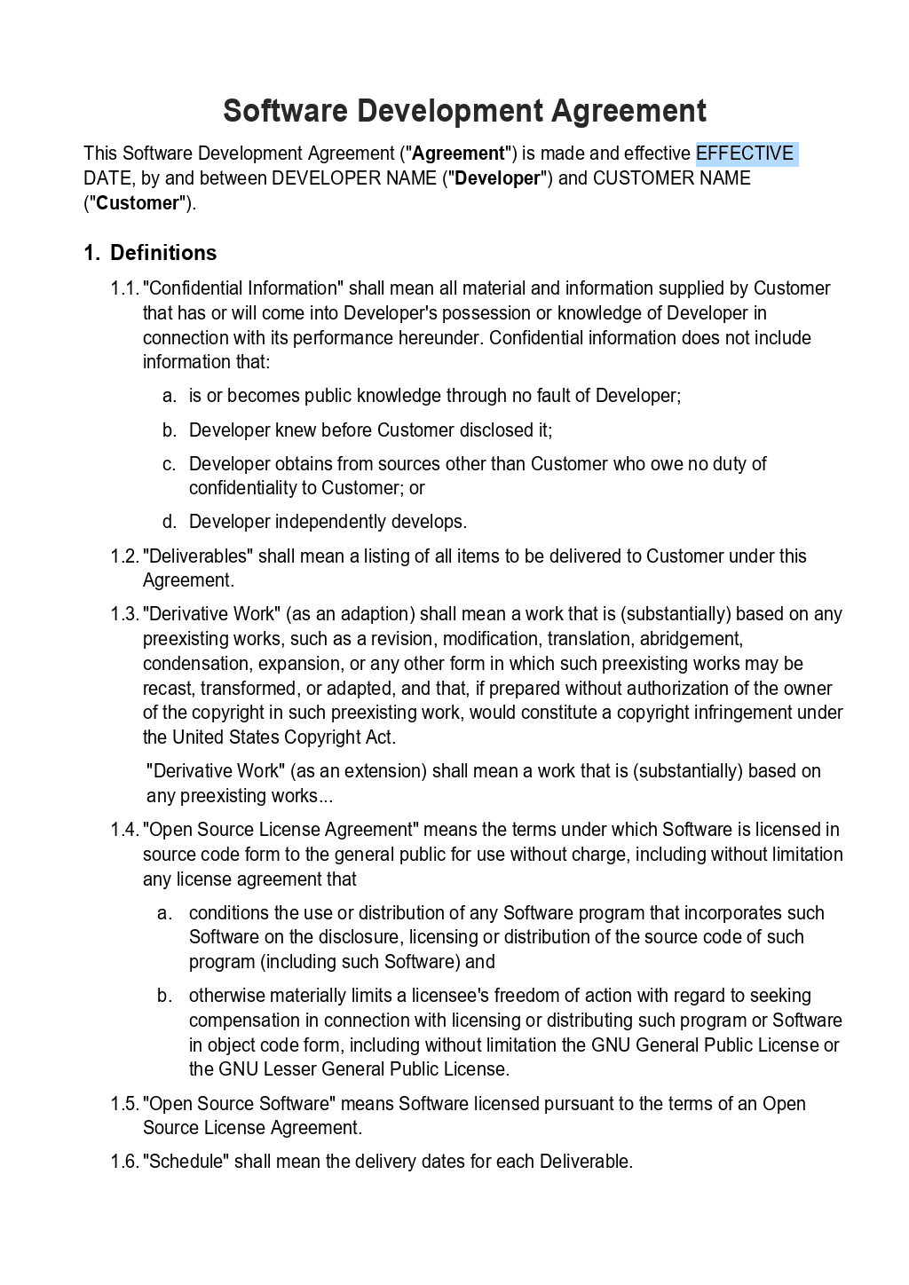 Software Development Agreement Template ONLYOFFICE Software Development Agreement Template ONLYOFFICE