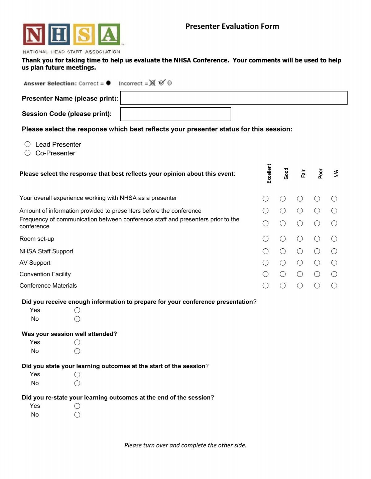 communication evaluation form