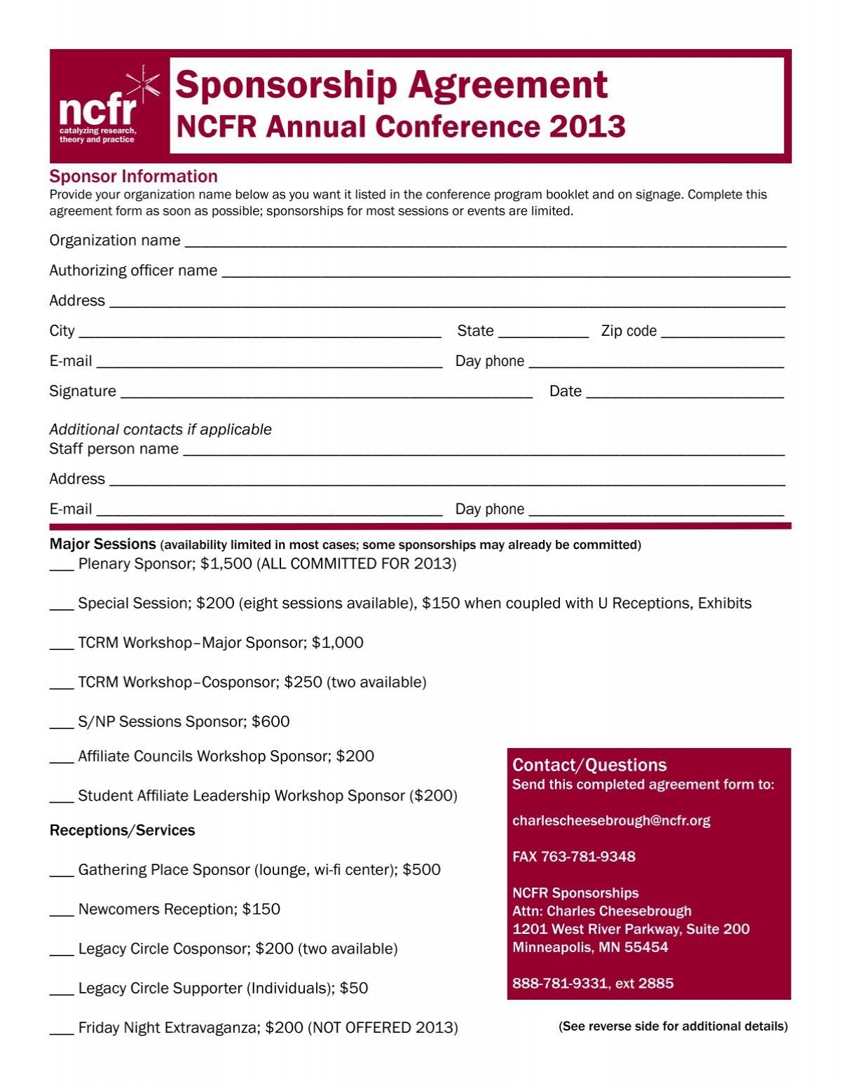 sponsorship agreement form