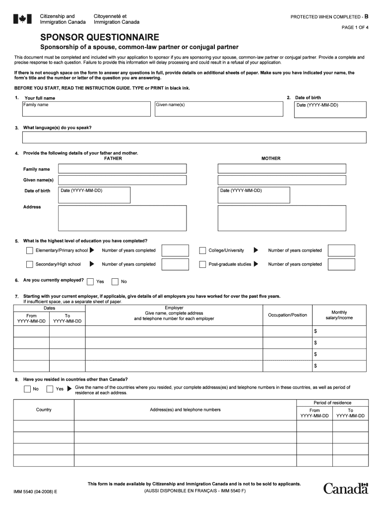 Sponsorship Agreement Imm Form Fill Online Printable Fillable Blank PdfFiller