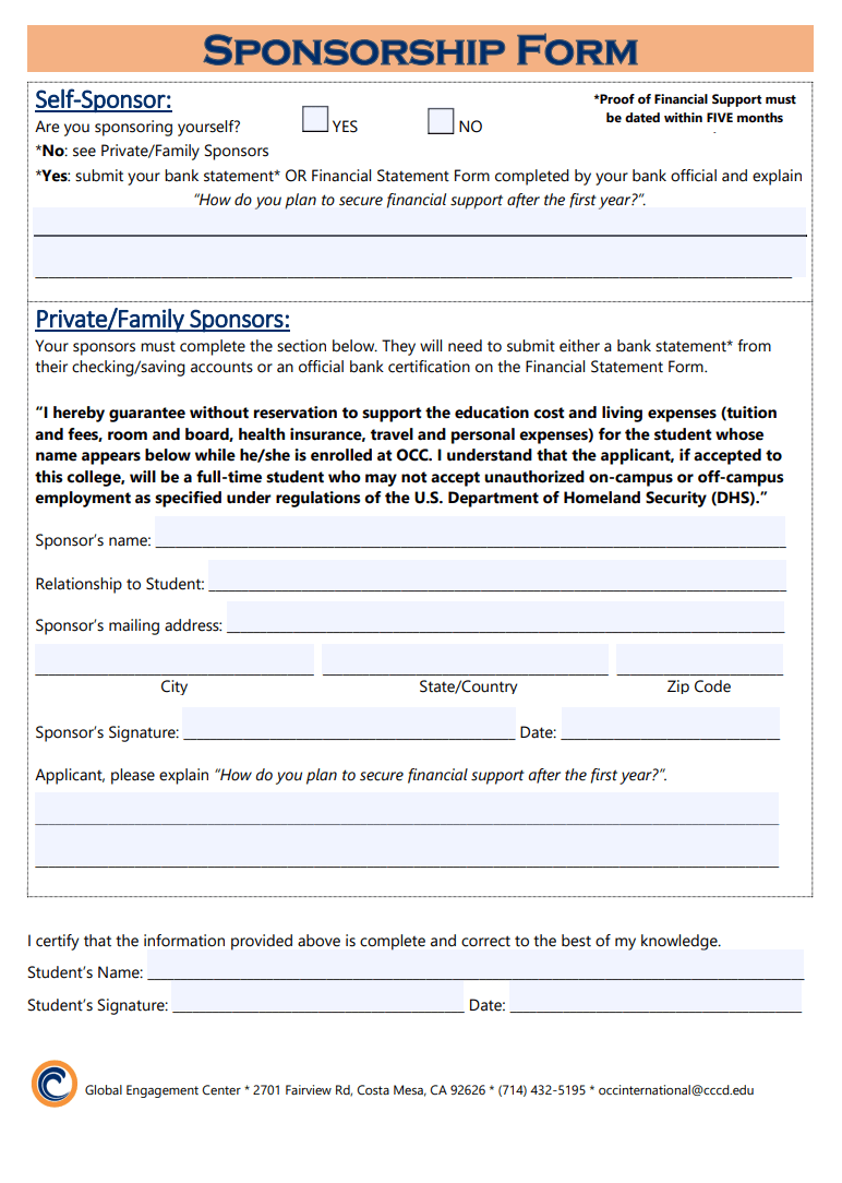 sponsorship application form