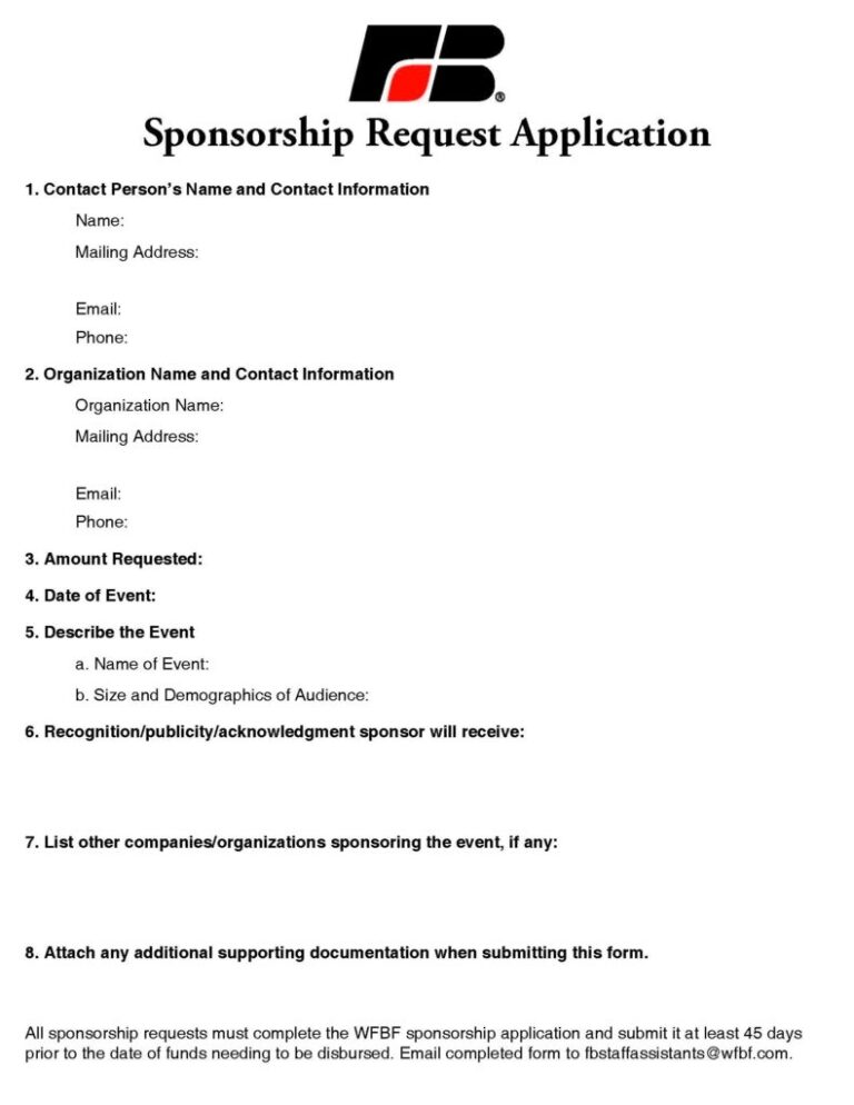 Sponsorship Request Application Wisconsin Farm Bureau Federation