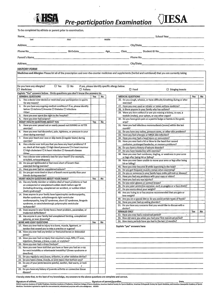 Sports Physical Form Fill Out Sign Online DocHub