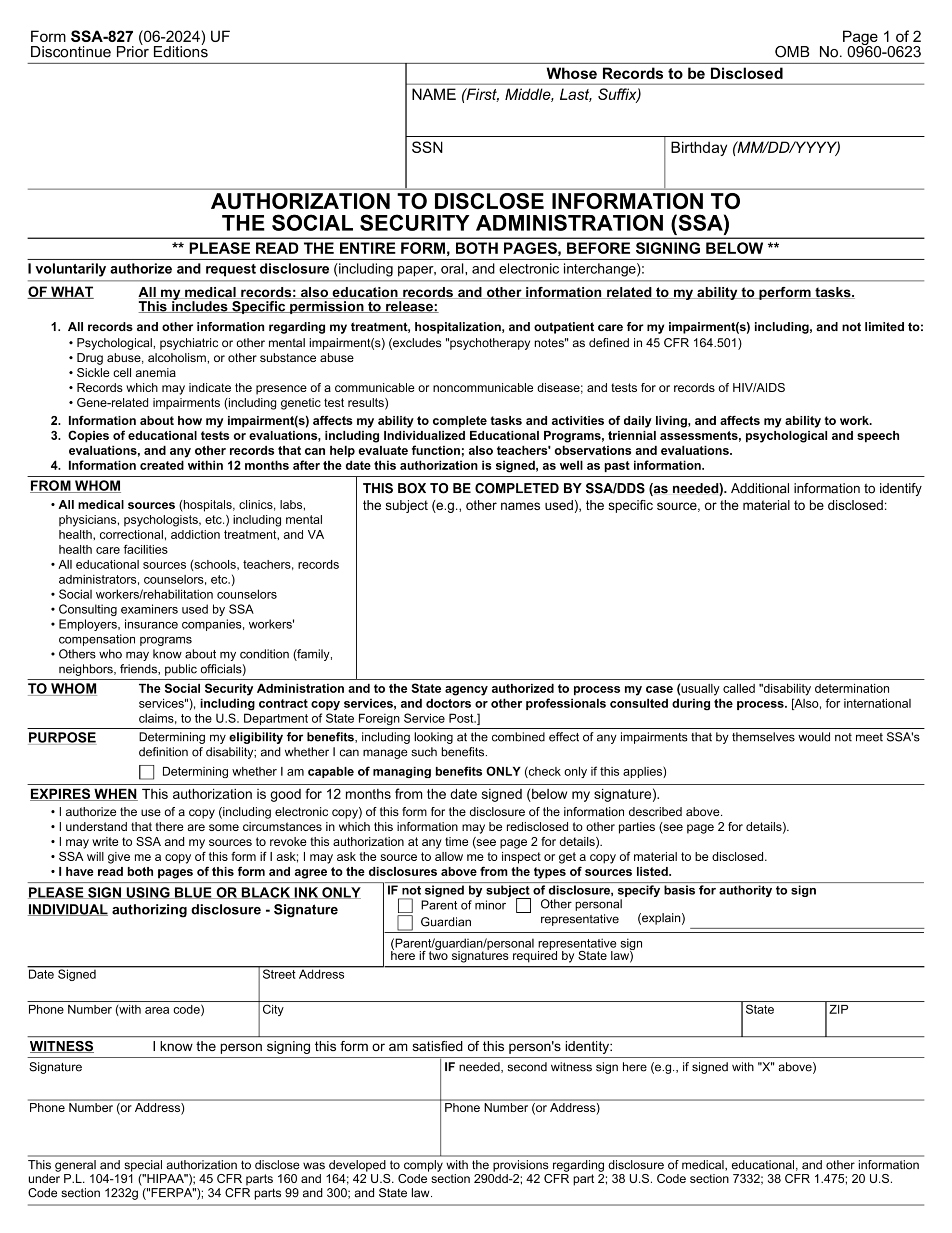 SSA 827 Form 2024 2025 Fill Online Forms PDF Guru