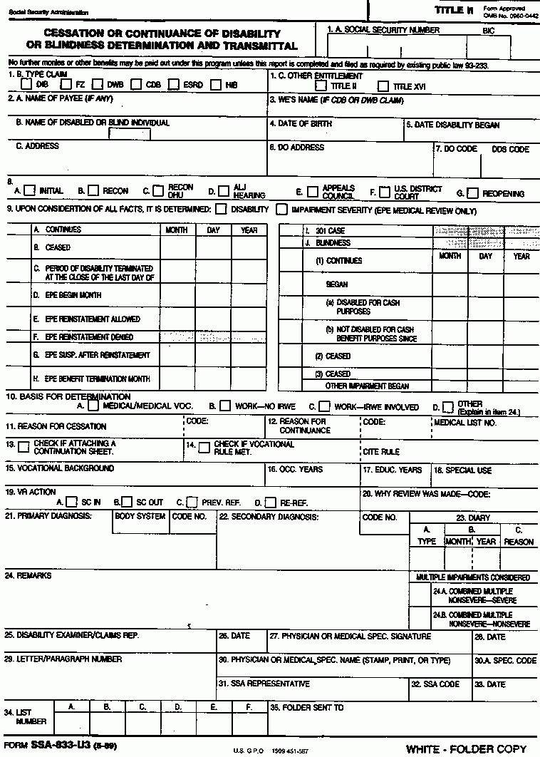social security disability form social security disability form