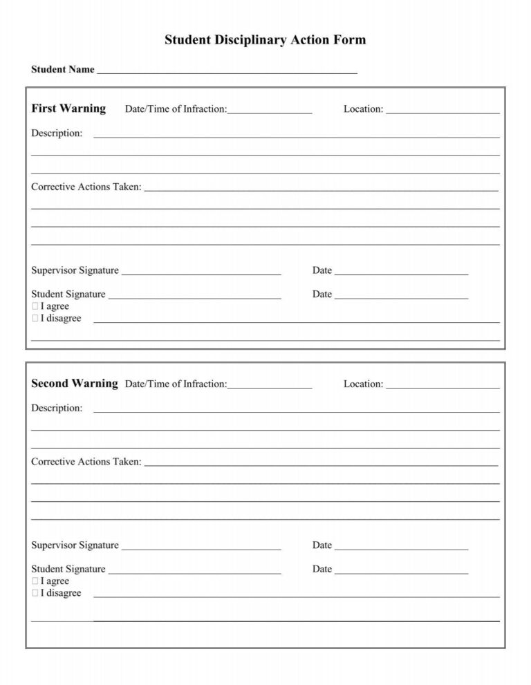 Student Disciplinary Action Form