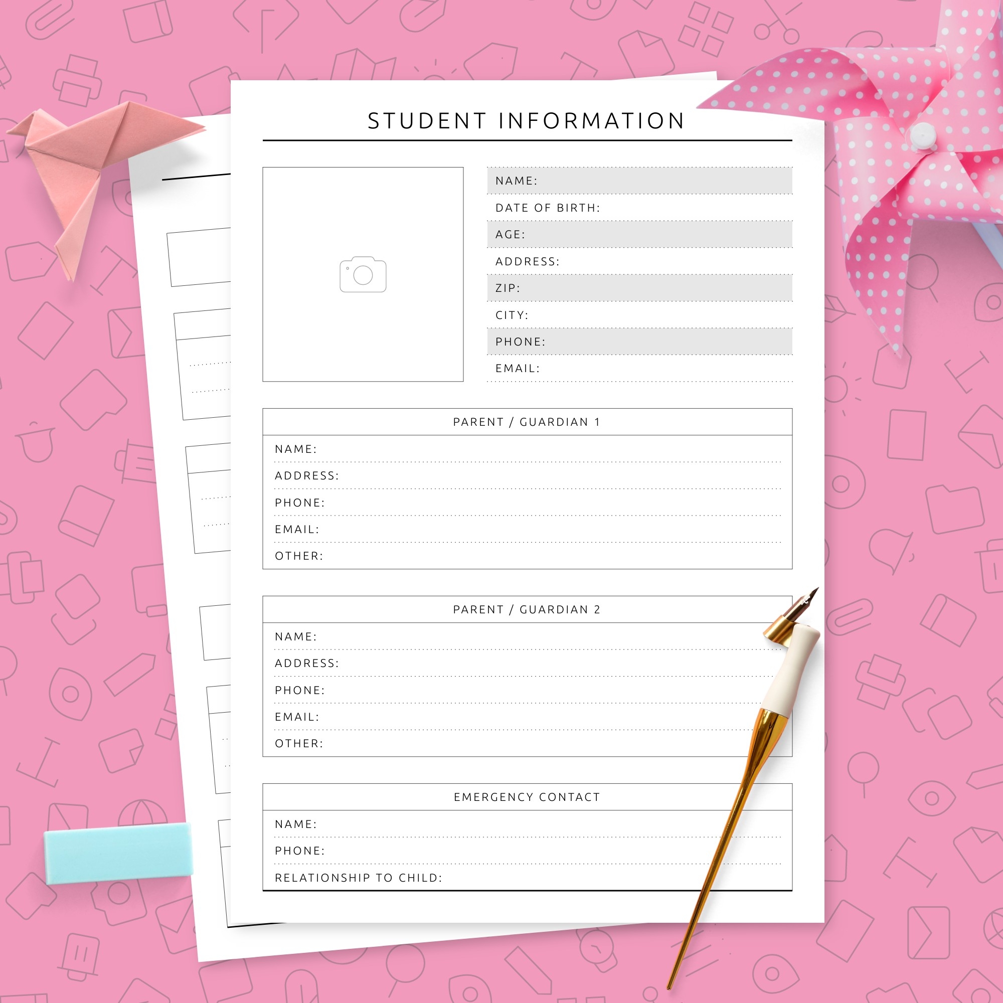 printable student information form