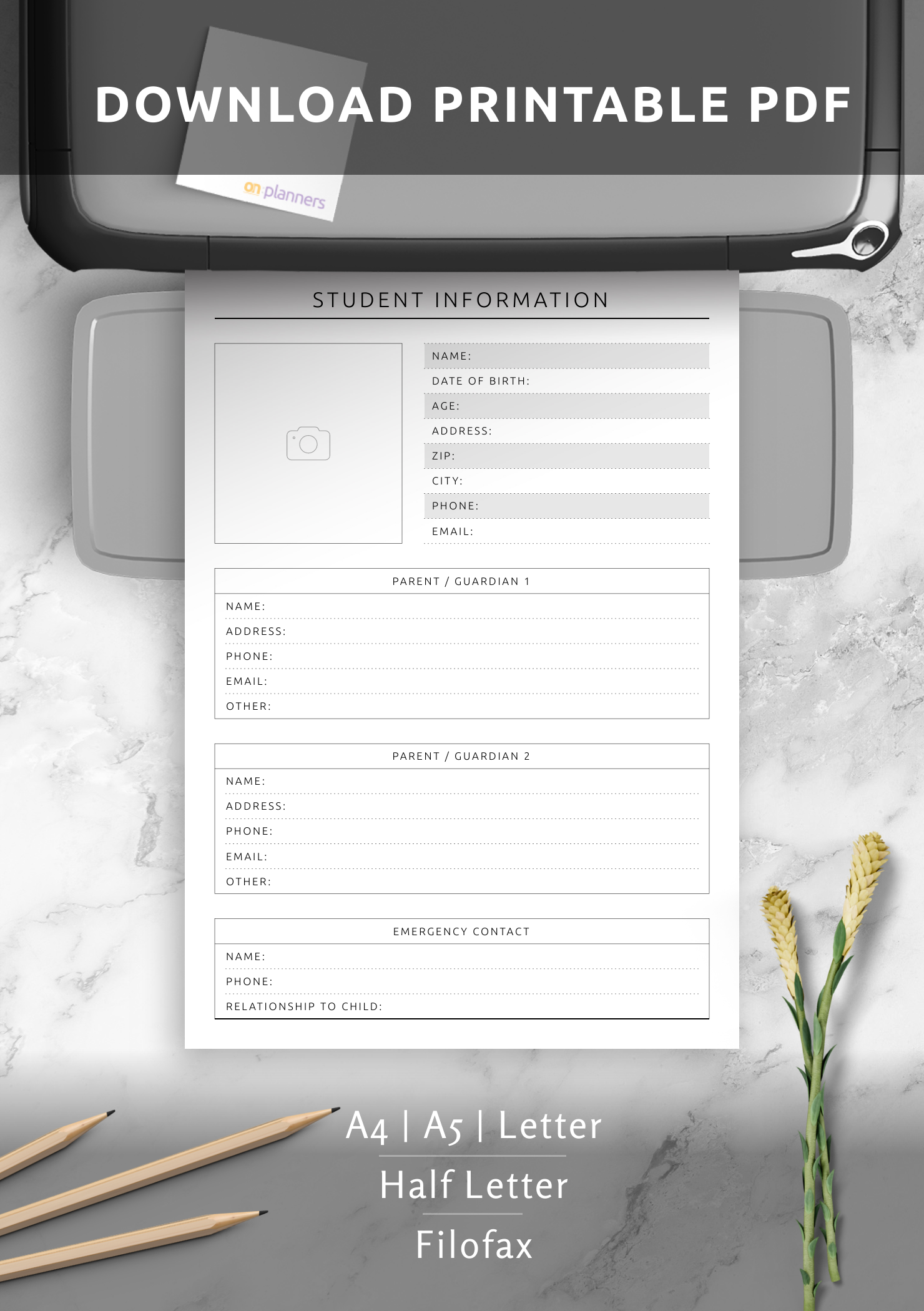 Student Info Template PDF Keep Student Details Handy