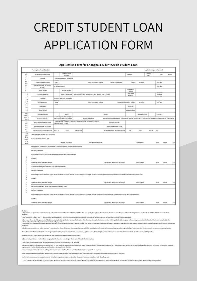 Student Loan Application Form Streamline Your Financial Aid Process Excel Template And Google Sheets File For Free Download Slidesdocs