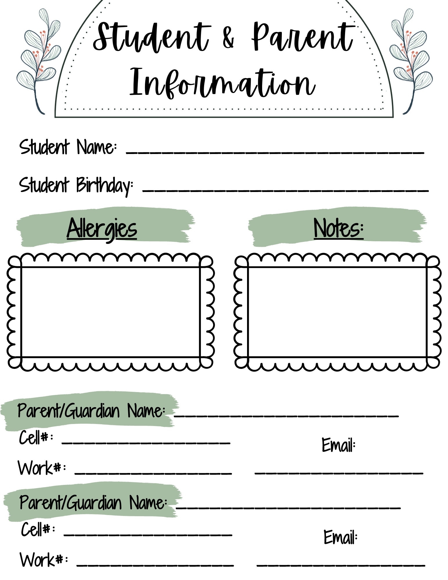 Student Parent Contact Information Form Sign In Sheet Printable Form Horizontal Form Template Student Back To School Form Two Per Page Etsy Student Parent Contact Information Form Sign In Sheet Printable Form Horizontal Form Template Student Back To School Form Two Per Page Etsy