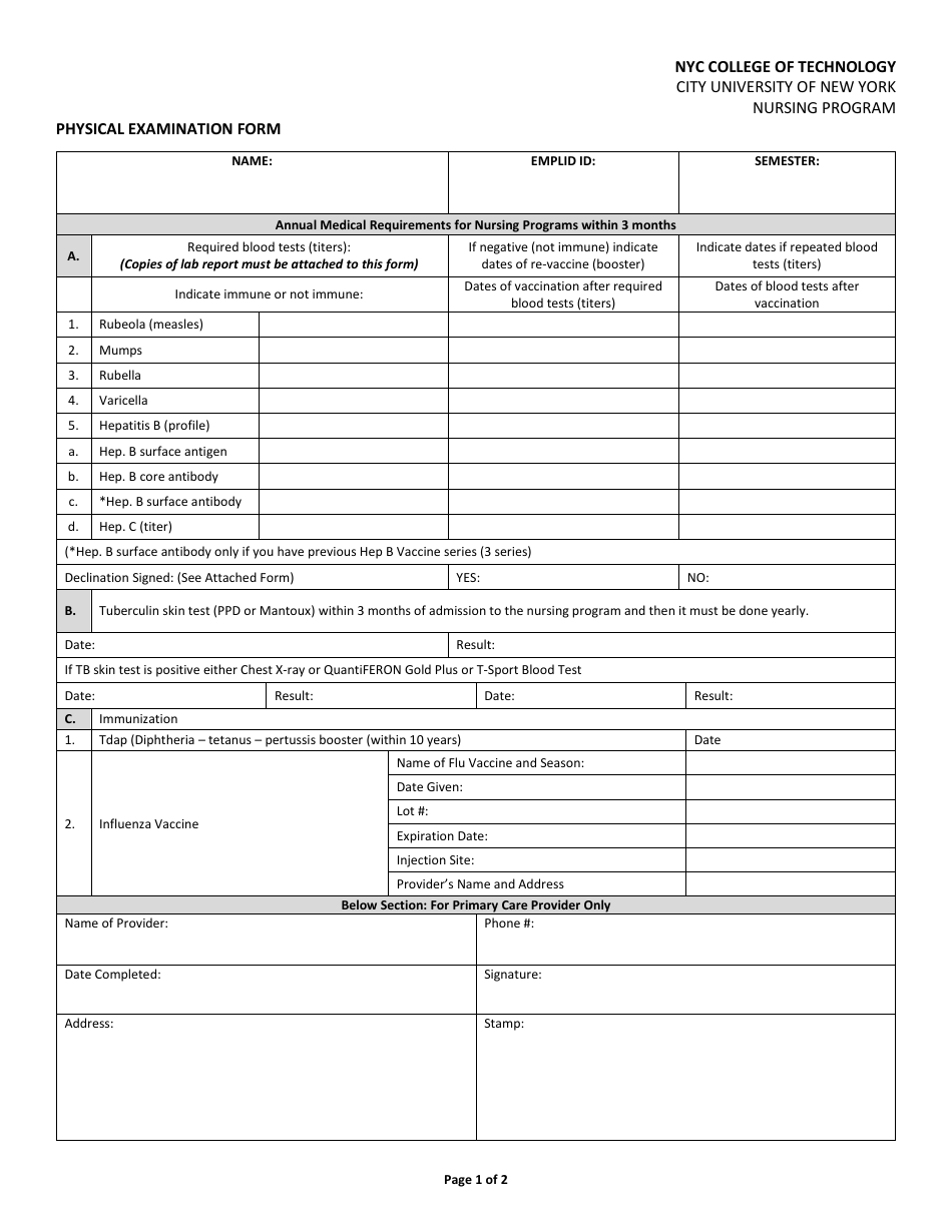 Student Physical Examination Form Nyc College Of Technology Fill Out Sign Online And Download PDF Templateroller Student Physical Examination Form Nyc College Of Technology Fill Out Sign Online And Download PDF Templateroller