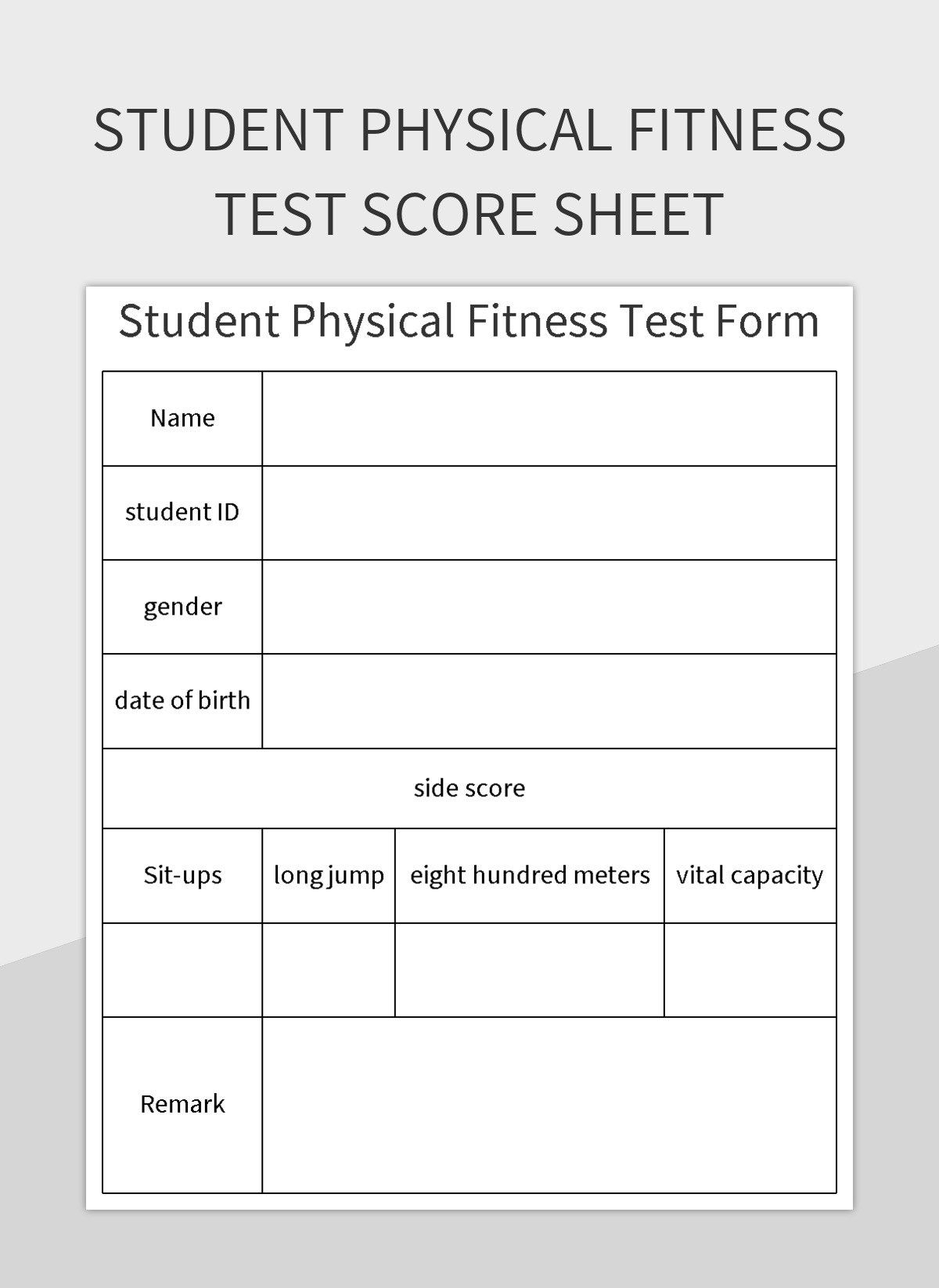 physical fitness form