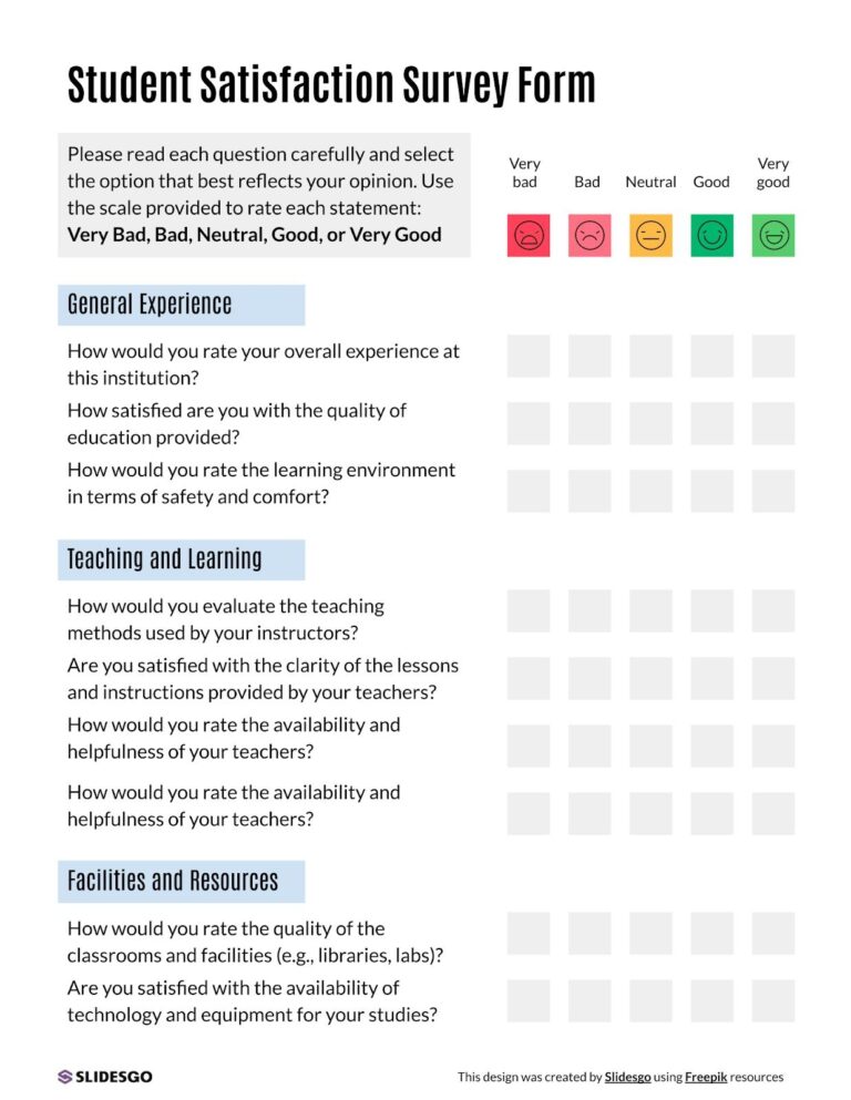 Student Satisfaction Survey Form Presentation