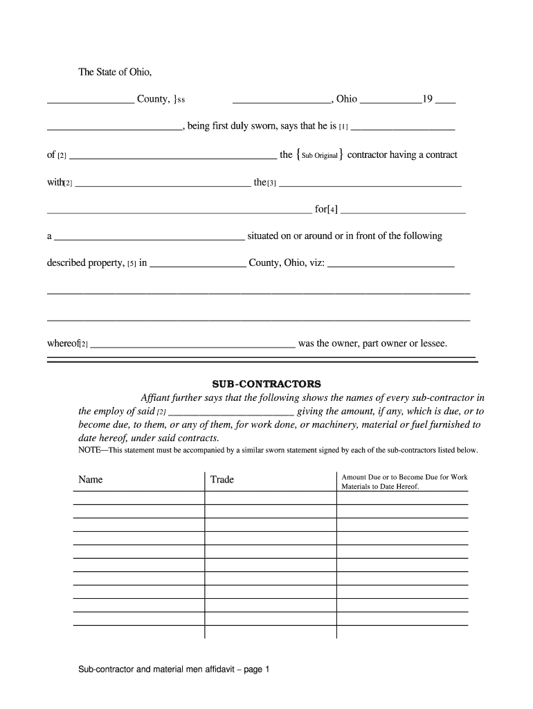 Subcontractor Affidavit Form Fill Out Sign Online DocHub