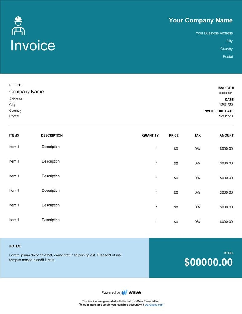 contractor invoice form