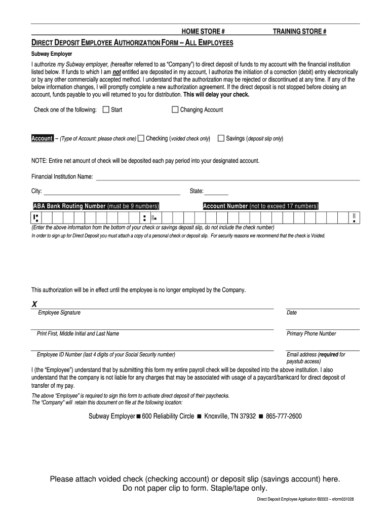 printable job application form subway