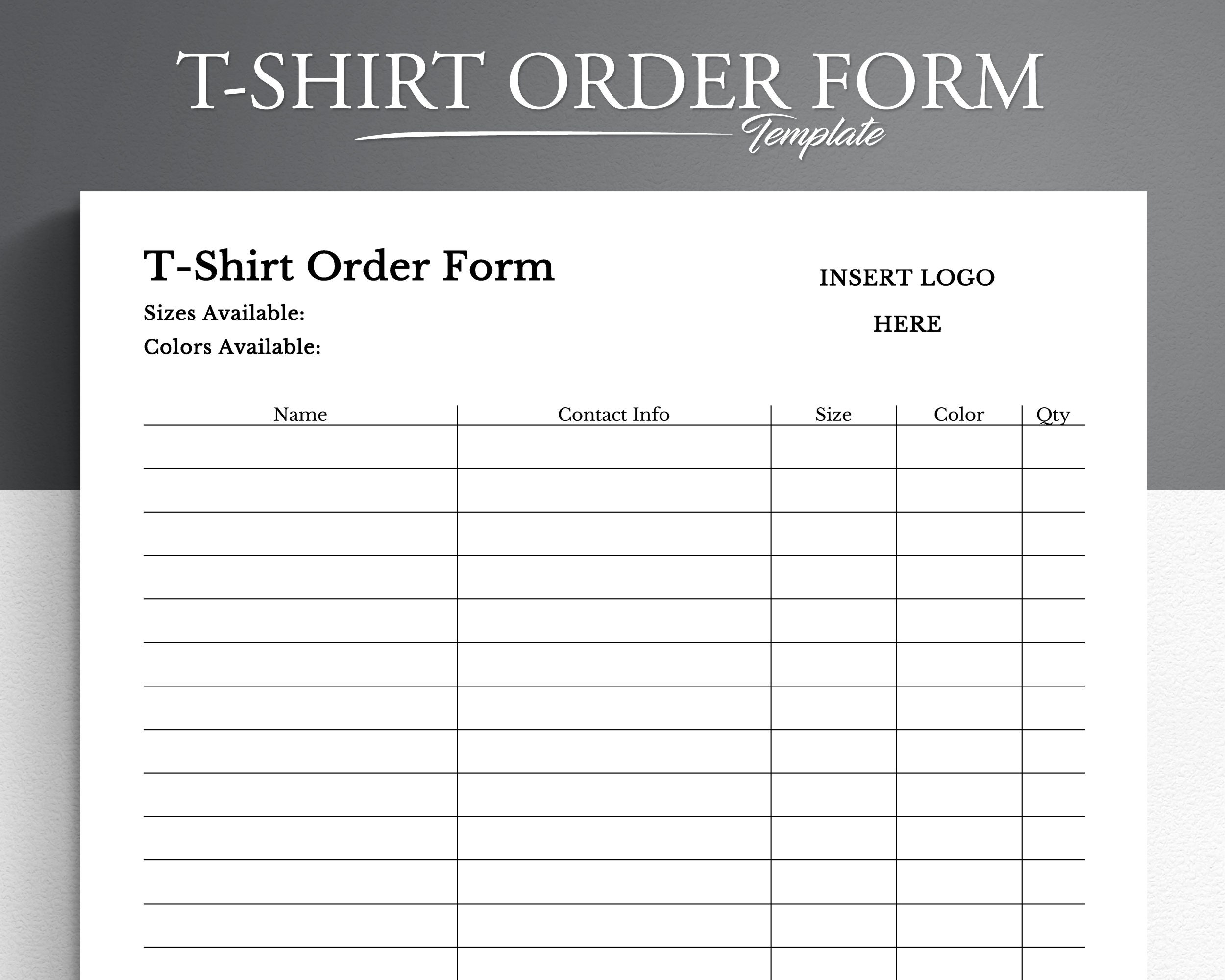 T shirt Order Template Google Docs microsoft Word T shirt Order Form Etsy T shirt Order Template Google Docs microsoft Word T shirt Order Form Etsy